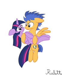 Size: 2500x3000 | Tagged: safe, artist:rulette, character:flash sentry, character:twilight sparkle, character:twilight sparkle (alicorn), species:alicorn, species:pony, ship:flashlight, bridal carry, carrying, cute, eye contact, female, floppy ears, flying, holding, male, mare, shipping, simple background, smiling, spread wings, straight, white background, wings
