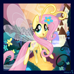 Size: 1100x1100 | Tagged: safe, artist:meekcheep, character:fluttershy, species:breezies, episode:it ain't easy being breezies, g4, my little pony: friendship is magic, breeziefied, female, flutterbreez, seabreeze's flower, solo, species swap