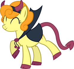 Size: 5658x5287 | Tagged: dead source, safe, artist:quanno3, character:carrot top, character:golden harvest, species:earth pony, species:pony, absurd resolution, adobe imageready, clothing, costume, cute, cutie top, demon, eyes closed, female, happy, mare, nightmare night, raised hoof, raised leg, simple background, smiling, solo, transparent background