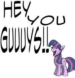 Size: 768x792 | Tagged: safe, artist:hattonslayden, character:twilight sparkle, species:pony, species:unicorn, colored, eyes closed, female, open mouth, simple background, smiling, solo, standing, talking, the electric company, yelling