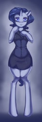 Size: 400x1150 | Tagged: dead source, safe, artist:misukitty, character:rarity, species:anthro, arm hooves, bipedal, female, solo