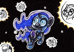 Size: 1802x1257 | Tagged: safe, artist:darkone10, character:nightmare moon, character:princess luna, character:spike, character:twilight sparkle, oc, oc:nyx, cute, filly, nightmare woon, nyxabetes