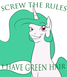 Size: 800x920 | Tagged: safe, artist:kourabiedes, character:princess celestia, green hair, green mane, yu-gi-oh!, yu-gi-oh! abridged