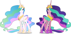Size: 6249x3028 | Tagged: safe, artist:doctor-g, character:princess celestia, hair over one eye, pinklestia, simple background, smiling, smirk, standing, transparent background, trollestia, vector