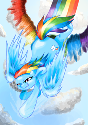 Size: 2480x3508 | Tagged: safe, artist:sk-ree, character:rainbow dash, female, flying, solo