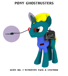 Size: 664x745 | Tagged: safe, artist:sparkyfox, oc, oc only, 3d, cg, crossover, egon, ghostbusters, ponified, simple background, solo, transparent background