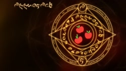 Size: 1920x1080 | Tagged: safe, artist:sierraex, character:applejack, magic, magic circle, runes