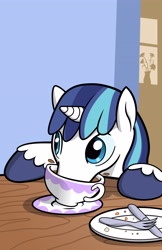 Size: 3300x5100 | Tagged: safe, artist:guephren, artist:muffinshire, character:shining armor, comic:twilight's first day, bomb ass tea, caught, cute, drinking, hoers, horses doing horse things, male, shining adorable, solo, tea, teacup, vector