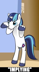 Size: 1297x2381 | Tagged: safe, artist:guephren, artist:muffinshire, character:shining armor, comic:twilight's first day, bomb ass tea, image macro, implying, male, meme, reaction image, solo