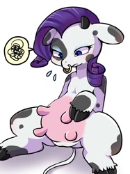 Size: 1023x1365 | Tagged: safe, artist:ayahana, character:rarity, species:cow, cowified, female, raricow, solo, species swap, udder