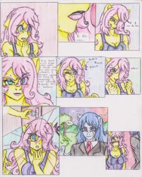 Size: 1275x1589 | Tagged: safe, artist:zoarenso, character:fluttershy, oc, species:anthro, comic:innocent sin, comic, explicit series, traditional art