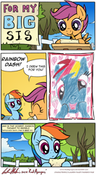 Size: 3592x6559 | Tagged: safe, artist:redapropos, character:rainbow dash, character:scootaloo, species:pegasus, species:pony, comic, drawing, i have drawn you, this will end in tears