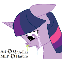 Size: 472x444 | Tagged: safe, artist:adlaz, artist:quarantinedchaoz, character:twilight sparkle, crying, despair, drool, female, floppy ears, runny nose, sad, snot, solo, wide eyes