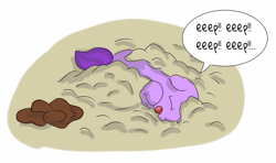 Size: 649x383 | Tagged: safe, artist:carpdime, abandoned, buried alive, fluffy pony, fluffy pony foal, litterbox, poop, solo
