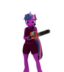 Size: 664x745 | Tagged: safe, artist:sparkyfox, character:twilight sparkle, species:anthro, species:unguligrade anthro, 3d, cg, chainsaw, female, solo
