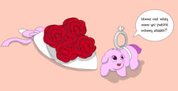 Size: 1240x634 | Tagged: safe, artist:carpdime, bouquet, fluffy pony, fluffy pony foal, marriage proposal, ring, rose