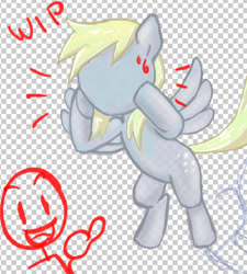 Size: 392x435 | Tagged: safe, artist:redanon, character:derpy hooves, oc, oc:anon, species:pegasus, species:pony, female, mare, no face, wip