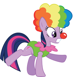 Size: 7697x8015 | Tagged: dead source, safe, artist:quanno3, character:twilight sparkle, character:twilight sparkle (unicorn), species:pony, species:unicorn, episode:the ticket master, g4, my little pony: friendship is magic, .svg available, absurd resolution, clothing, clown, clown nose, costume, female, rainbow wig, red nose, simple background, solo, transparent background, twily the clown, vector, wig
