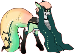 Size: 600x441 | Tagged: safe, artist:elkaart, oc, oc only, adoptable, amputee, augmented tail, bandage, caterpillar, double amputee, handicapped, missing limb, original species, solo, stump, what has science done