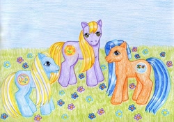 Size: 1024x717 | Tagged: safe, artist:normaleeinsane, character:wishawhirl, g3, bubblecup, garden glade, traditional art