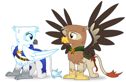 Size: 2354x1532 | Tagged: safe, artist:icaron, oc, oc only, oc:arvid, oc:pilvi, species:griffon, female, male, show accurate, simple background, straight, transparent background, vector