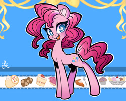 Size: 3000x2400 | Tagged: safe, artist:lolopan, character:pinkie pie, female, food, happy, looking at you, solo, sweets