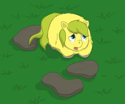 Size: 824x686 | Tagged: safe, artist:carpdime, crying, fluffy pony, garden, solo