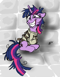 Size: 900x1167 | Tagged: safe, artist:dombrus, character:twilight sparkle, species:pony, species:unicorn, asylum, female, insanity, padded cell, rough sketch, short story, solo, straitjacket, twilight snapple