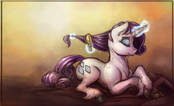 Size: 1450x879 | Tagged: safe, artist:bantha, character:rarity, species:classical unicorn, brush, female, leonine tail, solo
