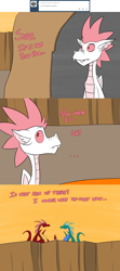 Size: 1280x2878 | Tagged: safe, artist:dmann892, character:fizzle, character:garble, species:dragon, ask, ask closet fizzle, comic, looking up, teenaged dragon, tumblr, volcano