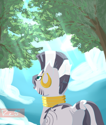 Size: 2700x3200 | Tagged: safe, artist:red note, character:zecora, species:zebra, female, solo, tree