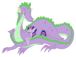 Size: 528x400 | Tagged: safe, artist:stevetwisp, character:spike, character:twilight sparkle, ship:twispike, adult, adult spike, female, male, older, shipping, straight