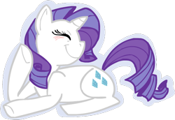 Size: 540x371 | Tagged: safe, artist:stevetwisp, character:rarity, species:pony, species:unicorn, eyes closed, female, mare, outline, pose, prone, simple background, smiling, transparent background
