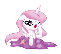 Size: 1200x1066 | Tagged: dead source, safe, artist:zedrin, character:princess celestia, species:alicorn, species:pony, blanket, female, filly, simple background, solo, transparent background, yawn