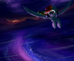 Size: 2700x2250 | Tagged: safe, artist:grennadder, character:rainbow dash, female, flying, night, solo, spread wings, wings