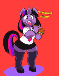 Size: 843x1078 | Tagged: safe, artist:mangneto, character:twilight sparkle, species:anthro, chubby, sandwich, twilight burgkle, wide hips