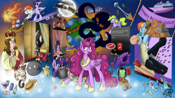 Size: 3840x2160 | Tagged: safe, artist:jorobro, character:berry punch, character:berryshine, character:rainbow dash, character:twilight sparkle, character:twilight sparkle (alicorn), oc, species:alicorn, species:pony, alcohol, beard, berrycorn, berrytube, burger, dean mccoppin, dr bees, facial hair, food, french fries, friendship is manly, gabe newell, garrosh hellscream, gritted teeth, grumpy cat, hamburger, harry partridge, hourglass, kerbal, meme, open mouth, pyro, race swap, smiling, smugdash, space needle, sweat, train, twilight scepter, warcraft, wat, wide eyes, world of warcraft