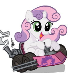 Size: 600x600 | Tagged: safe, artist:theartrix, character:sweetie belle, cute, diasweetes, driving, female, go kart, go-kart, happy, kart, mario kart, open mouth, ponykart, racer, racing, simple background, smiling, solo, transparent background, underhoof