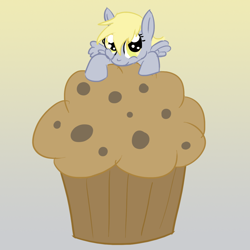 Size: 1094x1095 | Tagged: safe, artist:zedrin, character:derpy hooves, species:pegasus, species:pony, female, giant muffin, mare, muffin