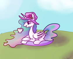 Size: 500x400 | Tagged: safe, artist:nasse, artist:rustydooks, character:princess celestia, clothing, female, hat, solo