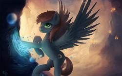 Size: 1920x1200 | Tagged: safe, artist:rain-gear, oc, oc only, species:pegasus, species:pony, cloud, cloudy, scenery, solo, torch