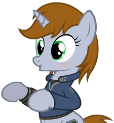 Size: 4160x4500 | Tagged: safe, artist:mrlolcats17, oc, oc only, oc:littlepip, species:pony, species:unicorn, fallout equestria, :o, absurd resolution, belly button, bipedal, blushing, clothing, cute, fanfic, fanfic art, female, mare, open mouth, pipabetes, pipbuck, simple background, smiling, solo, transparent background, vault suit, vector