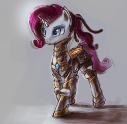 Size: 593x578 | Tagged: safe, artist:rain-gear, character:rarity, species:pony, species:unicorn, armor, female, mare, solo
