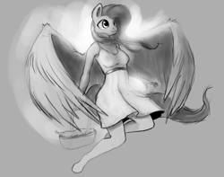 Size: 1199x943 | Tagged: safe, artist:rain-gear, character:fluttershy, species:anthro, female, monochrome, solo