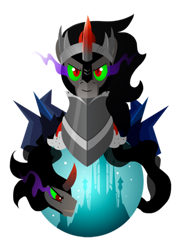 Size: 400x553 | Tagged: safe, artist:ii-art, character:king sombra, species:pony, species:umbrum, species:unicorn, horn, lineless, looking at you, male, simple background, smiling, solo, stallion, transparent background