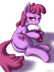 Size: 960x1280 | Tagged: safe, artist:swaetshrit, character:berry punch, character:berryshine, bedroom eyes, bottle, female, solo