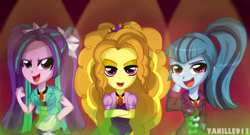 Size: 1280x692 | Tagged: safe, artist:spookyle, character:adagio dazzle, character:aria blaze, character:sonata dusk, my little pony:equestria girls, the dazzlings