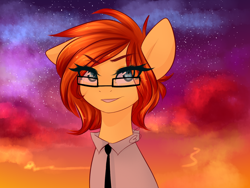 Size: 1280x960 | Tagged: safe, artist:sugarberry, browser ponies, clothing, firefox, glasses, ponified, shirt, solo