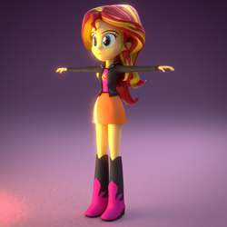 Size: 1080x1080 | Tagged: safe, artist:camtwosix, artist:creatorofpony, character:sunset shimmer, equestria girls:rainbow rocks, g4, my little pony: equestria girls, my little pony:equestria girls, 3d, blender, female, pose, solo, t pose