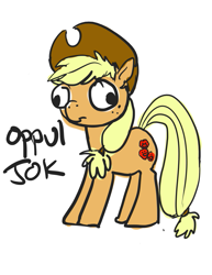 Size: 695x900 | Tagged: safe, artist:aphexangel, character:applejack, derp, female, simple background, solo